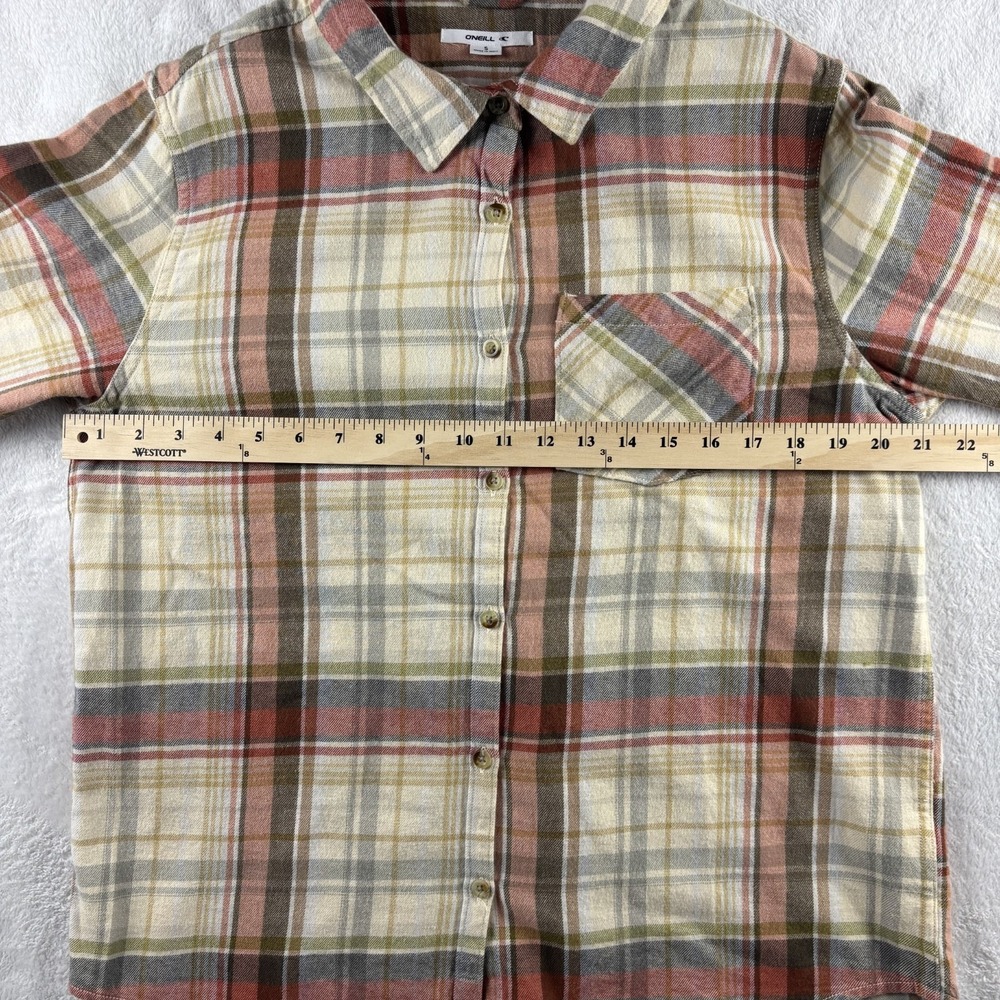 O'Neill Logan Flannel Shirt Womens Small Tan Plaid Long Sleeve Outdoor Fall Ski - Picture 8 of 12